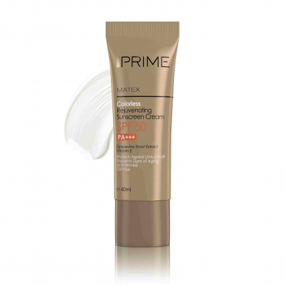 کرم ضدآفتاب جوان‌کننده فاقد رنگ SPF 50 پرایم Prime